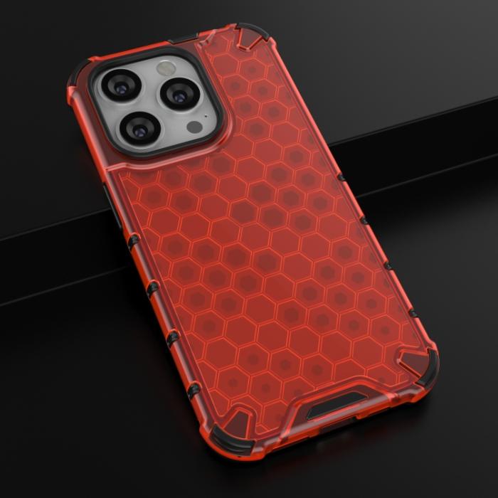 Bild 2, iPhone 15 Pro Max Skal Honeycomb Shockproof Röd