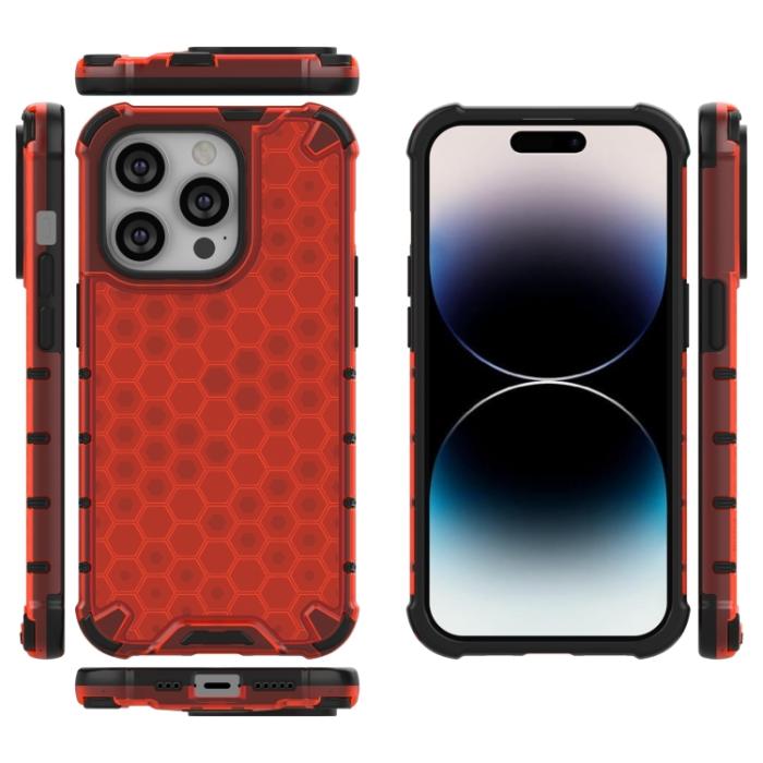 Bild 4, iPhone 15 Pro Max Skal Honeycomb Shockproof Röd