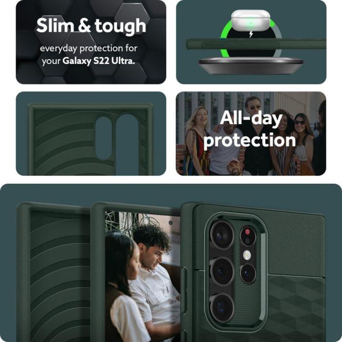 Bild 6, Spigen Caseology Samsung Galaxy S22 Ultra Skal Parallax Grön