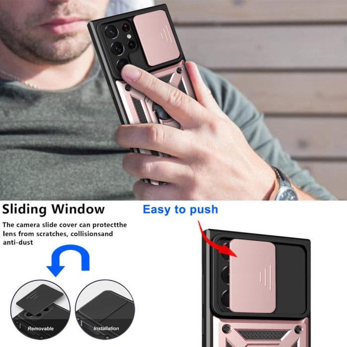 Bild 4, Samsung Galaxy S23 Ultra Skal Ring CamShield Roséguld