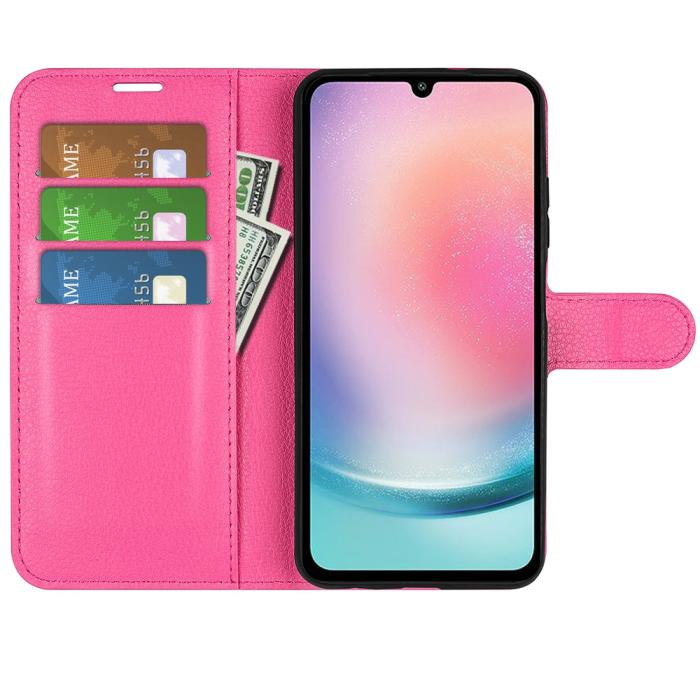 Bild 2, Samsung Galaxy A25 5G Fodral Litchi Läder Rosa