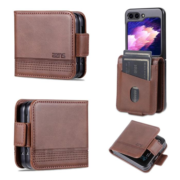 Bild 1, AZNS Galaxy Z Flip 5 Fodral Läder Mörk Brun