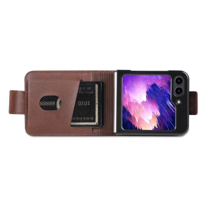 Bild 2, AZNS Galaxy Z Flip 5 Fodral Läder Mörk Brun