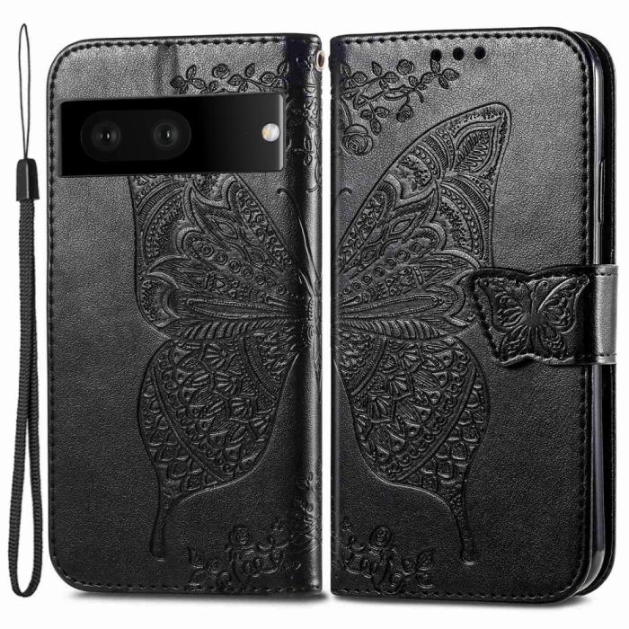 Bild 1, Google Pixel 7 Fodral Fjäril Tryck Svart