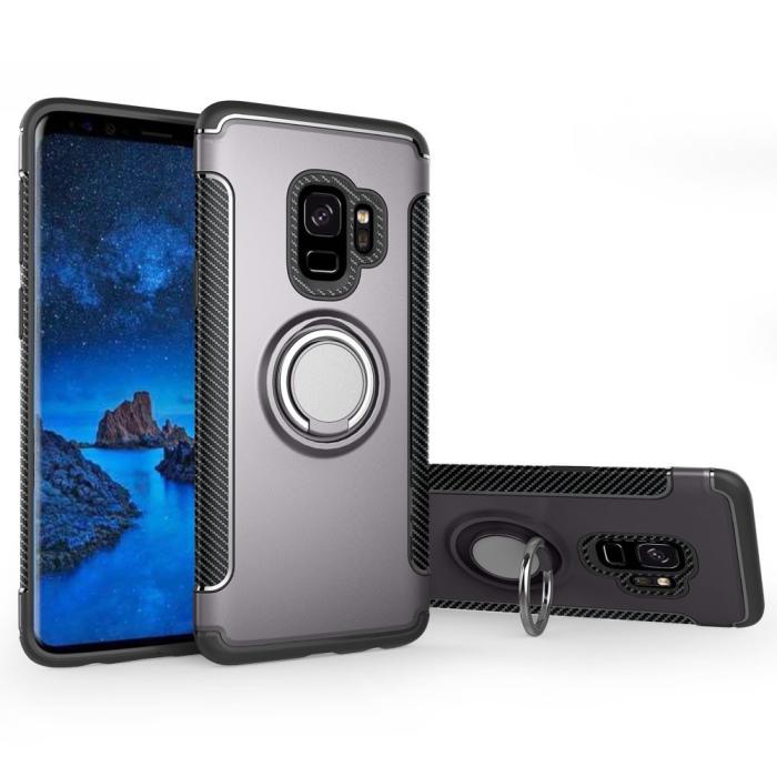Bild 1, Samsung Galaxy A6 Plus - Ring Skal - Grå