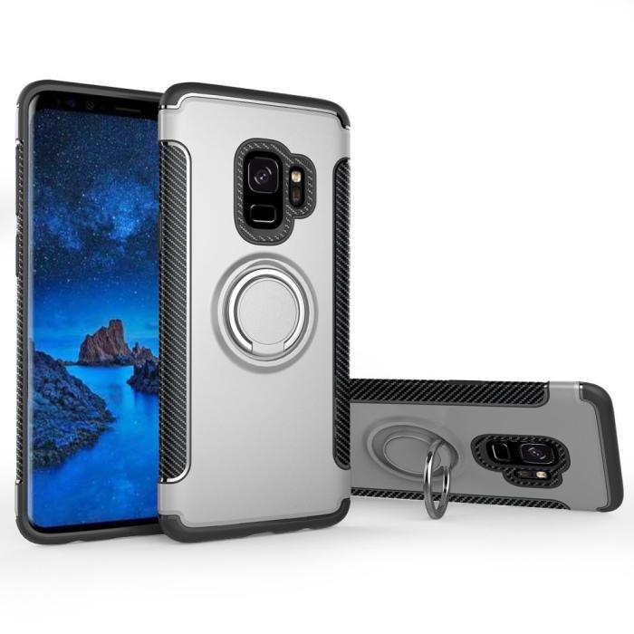 Bild 1, Samsung Galaxy A6 Plus - Ring Skal - Silver