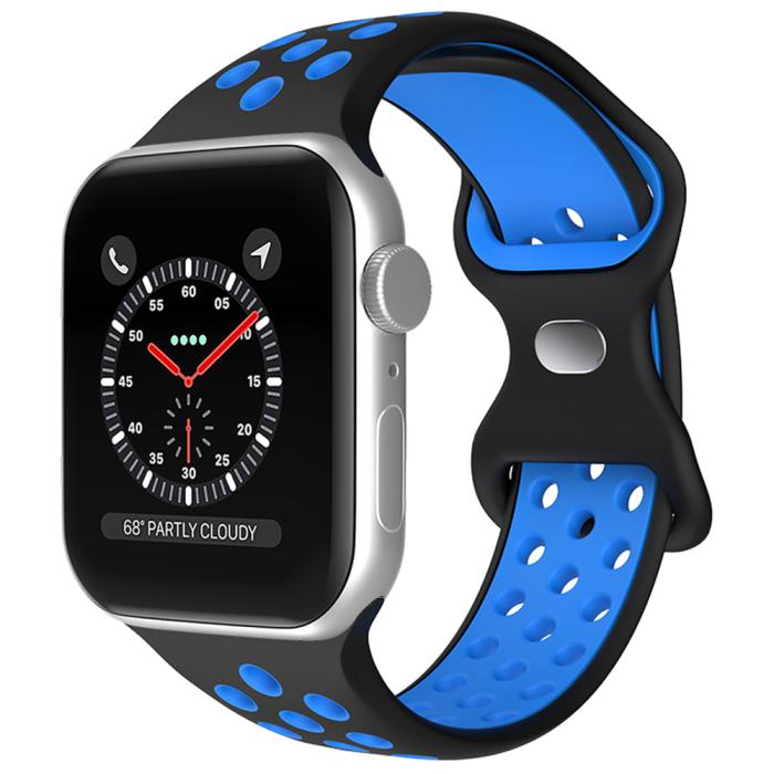 Bild 2, Sportarmband Dual-Color Apple Watch 42/44/45/49 mm (M/L) Svart/Blå