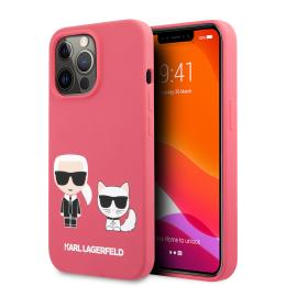 Karl Lagerfeld iPhone 13 Pro Skal Karl & Choupette Liquid Silikon Rosa