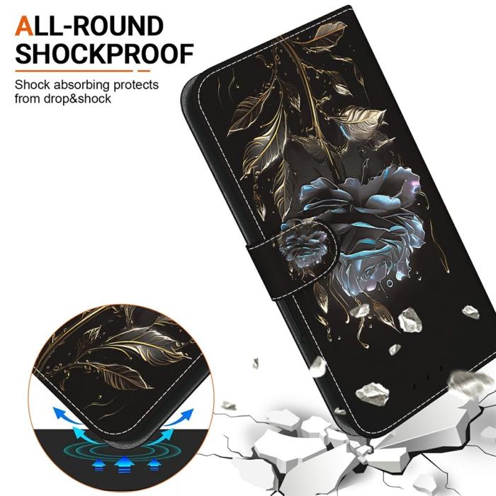 Bild 3, Samsung Galaxy A27 5G Fodral Läder Blomma Svart