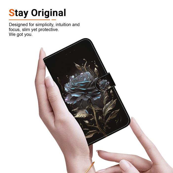 Bild 4, Samsung Galaxy A27 5G Fodral Läder Blomma Svart