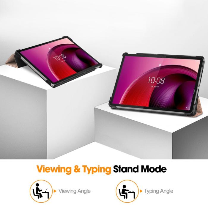 Bild 4, Lenovo Tab M11 Fodral Tri-Fold Läder Roséguld