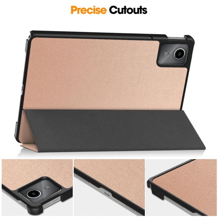 Bild 6, Lenovo Tab M11 Fodral Tri-Fold Läder Roséguld