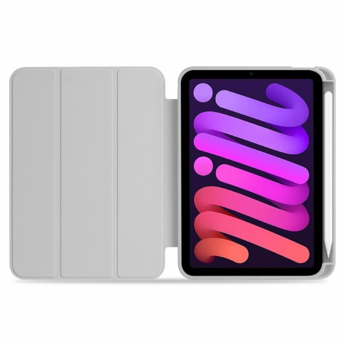 Bild 5, iPad Mini 2024/2021 Fodral Slim Tri-Fold Pennhållare Grå