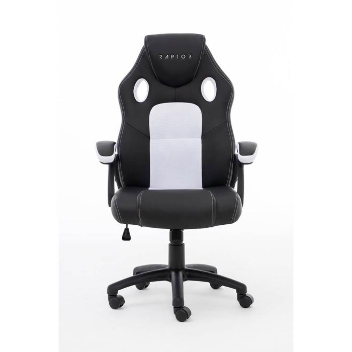 Bild 1, RAPTOR Gamingstol GS-40 Compact Konstläder & Tyg Svart/Vit