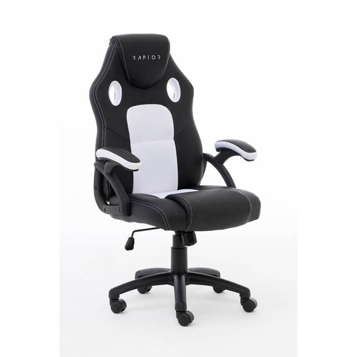 Bild 2, RAPTOR Gamingstol GS-40 Compact Konstläder & Tyg Svart/Vit
