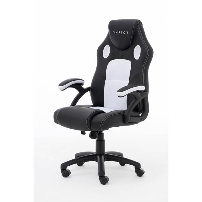 Bild 8, RAPTOR Gamingstol GS-40 Compact Konstläder & Tyg Svart/Vit