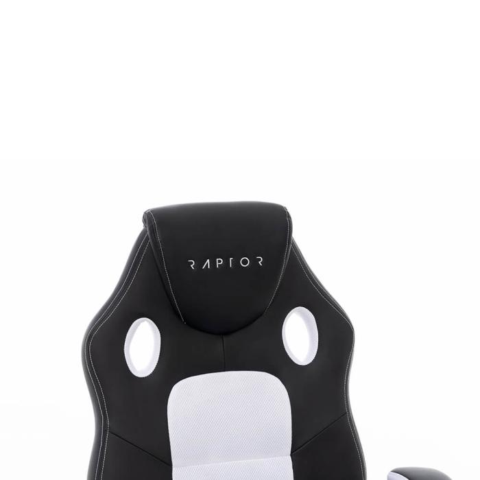 Bild 9, RAPTOR Gamingstol GS-40 Compact Konstläder & Tyg Svart/Vit