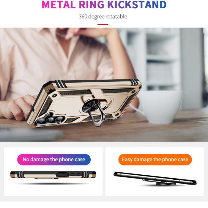 Bild 5, Samsung Galaxy A15 5G Skal Armor Ring Hybrid Guld