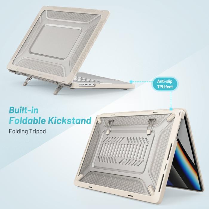 Bild 3, MacBook Pro 16 2021-2023 Skal Med Kickstand Beige