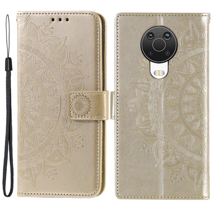 Bild 1, Nokia G10 / G20 Fodral Tryckt Mandala Läder Guld