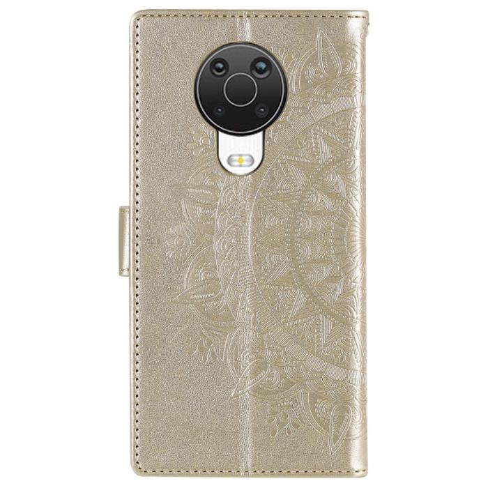 Bild 3, Nokia G10 / G20 Fodral Tryckt Mandala Läder Guld