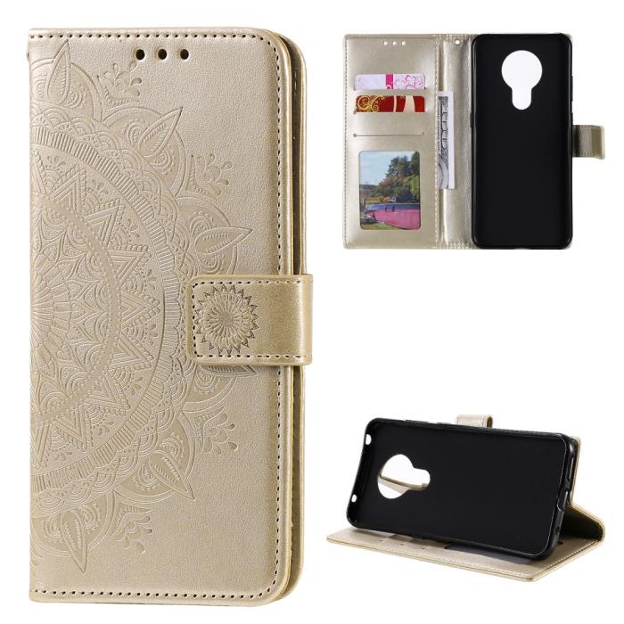 Bild 4, Nokia G10 / G20 Fodral Tryckt Mandala Läder Guld