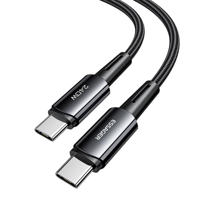 Bild 1, ESSAGER 2m 240W PD USB-C - USB-C Nylonkabel Svart