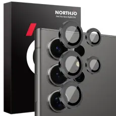 NORTHJO Galaxy S25 Ultra Linsskydd H&auml;rdat Glas Svart