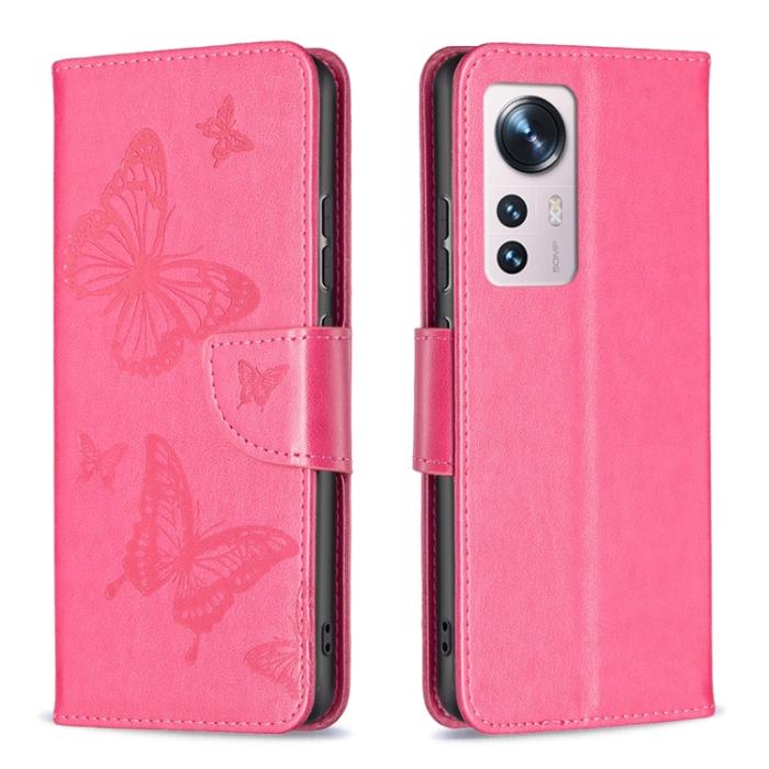 Bild 2, Xiaomi 12 Fodral Tryck Butterfly Rosa