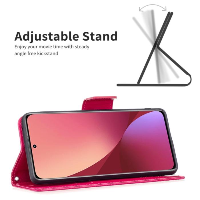 Bild 3, Xiaomi 12 Fodral Tryck Butterfly Rosa