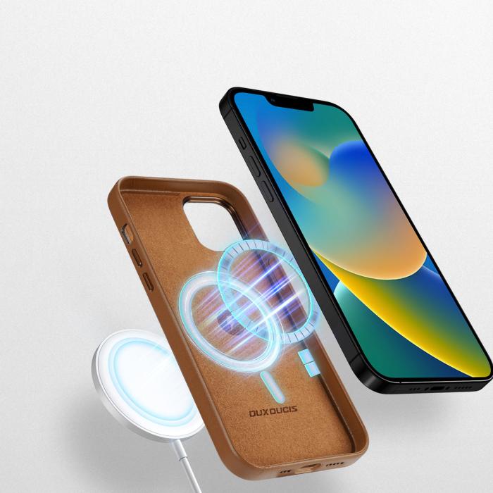 Bild 3, DUX DUCIS iPhone 14 Skal MagSafe Grit Läder Brun