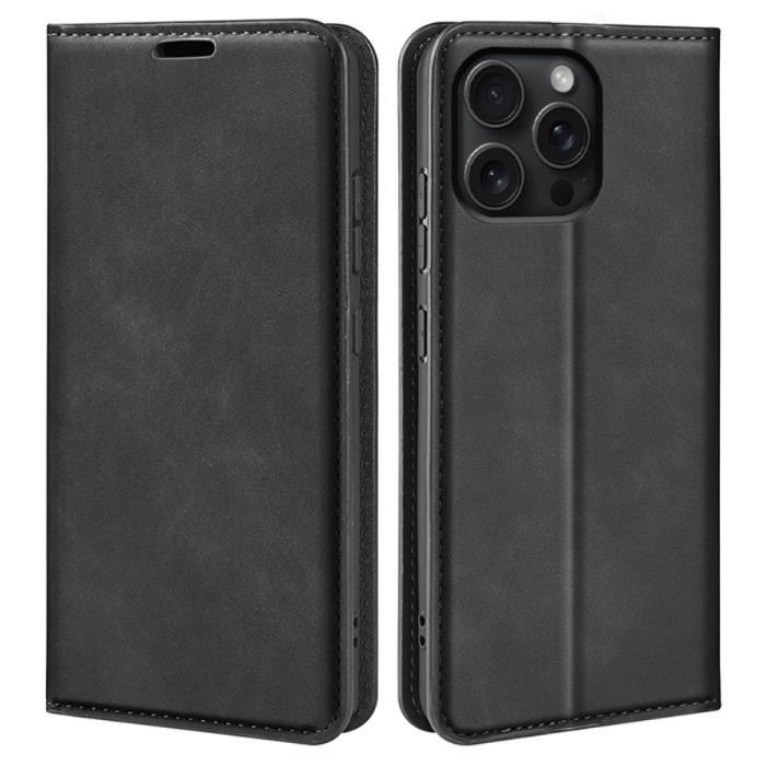 Bild 1, iPhone 16 Pro Fodral Flip Läder Svart