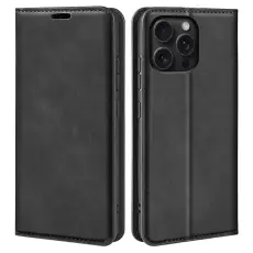 iPhone 16 Pro Fodral Flip Läder Svart