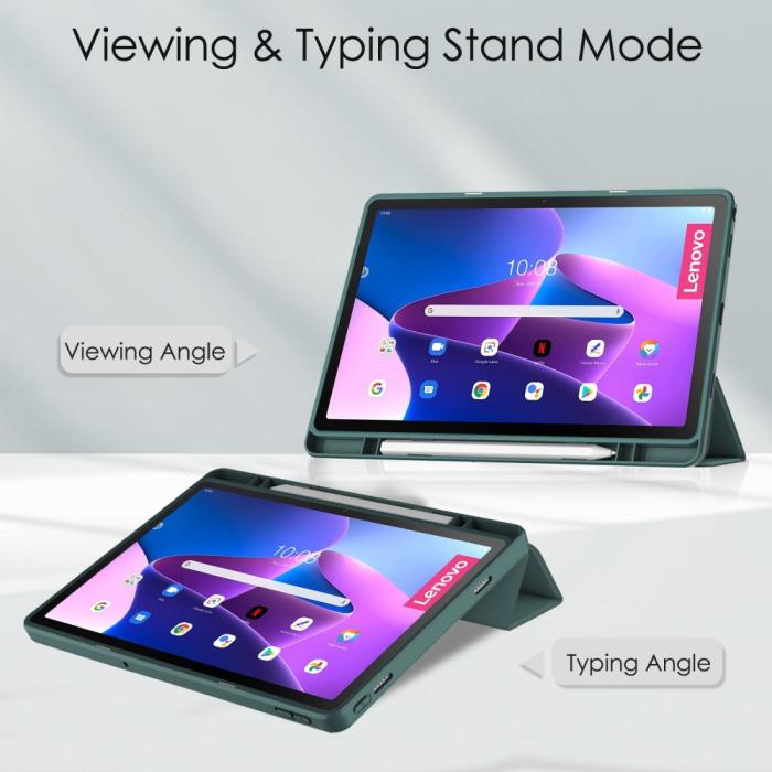 Bild 2, Lenovo Tab M10 Plus Gen 3 Fodral Tri-Fold Hybrid Mörk Grön