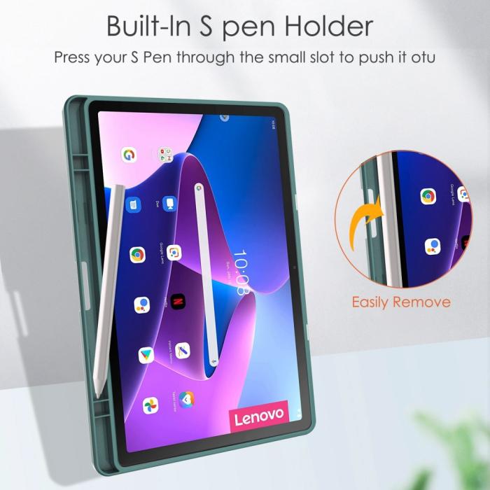 Bild 3, Lenovo Tab M10 Plus Gen 3 Fodral Tri-Fold Hybrid Mörk Grön
