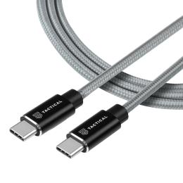 Tactical 2m 100W 5A USB-C/USB-C Laddkabel Nylon Grå