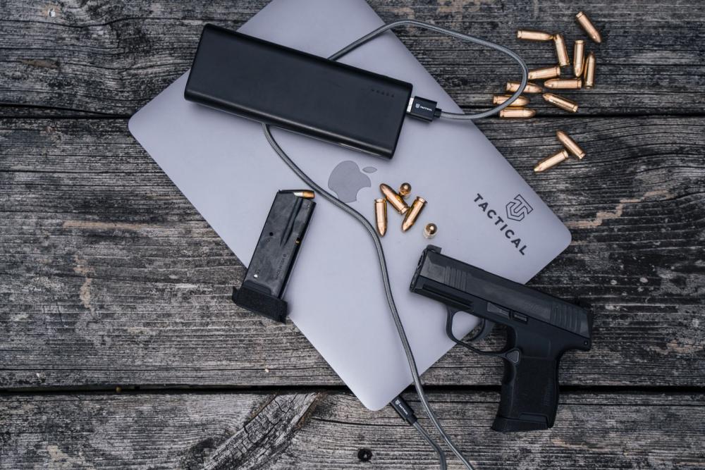 Tactical 1m 100W 5A USB-C/USB-C Laddkabel Nylon Grå