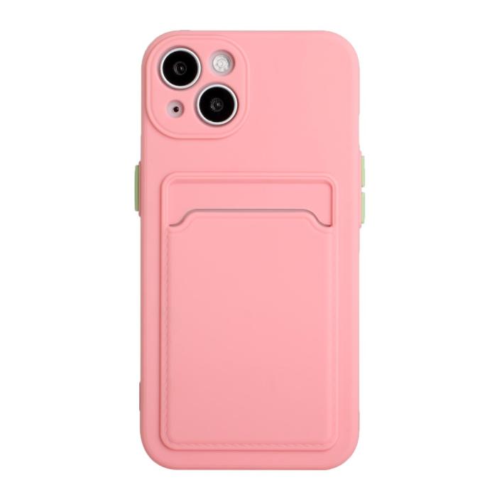 Bild 2, iPhone 13 Skal Med Kortfack Ljus Rosa