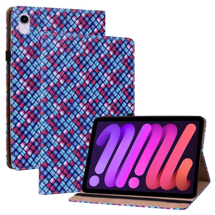Bild 1, iPad Mini 2024/2021 Fodral Vävd Textur Blå/Rosa