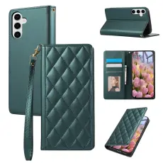 Samsung Galaxy S26 Fodral RFID Rhombus L&auml;der Gr&ouml;n