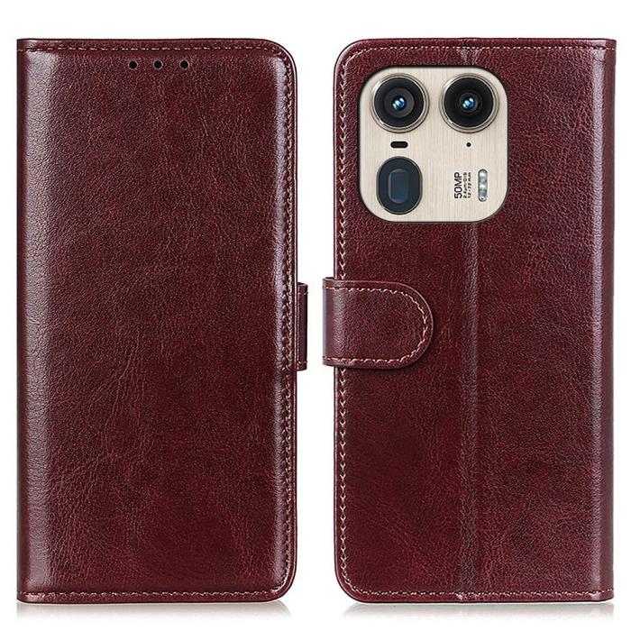 Bild 1, Motorola Edge 50 Ultra 5G Crazy Horse Läder Fodral Brun