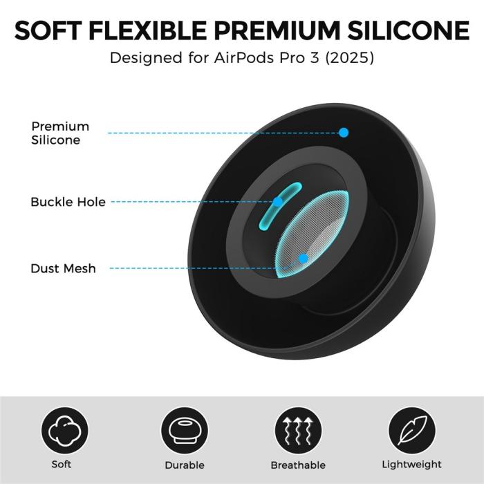 Bild 2, AHASTYLE 3-PACK AirPods Pro 3 Öronpluggar Silikon Svart