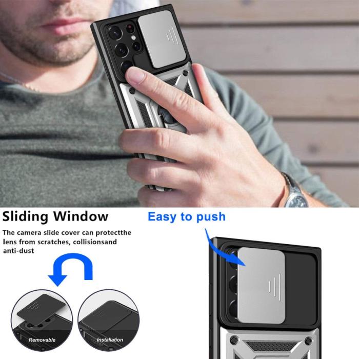 Bild 4, Samsung Galaxy S23 Ultra Skal Ring CamShield Silver