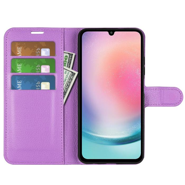 Bild 2, Samsung Galaxy A25 5G Fodral Litchi Läder Lila