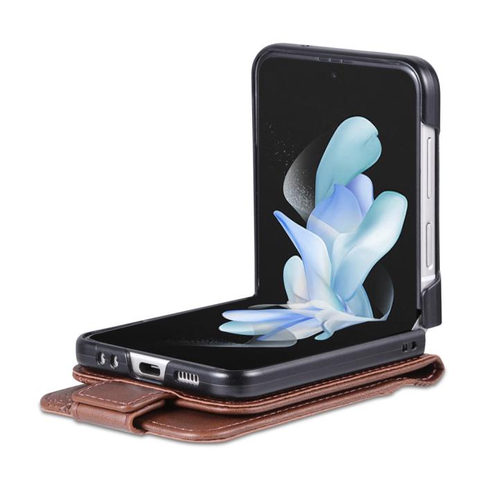 Bild 4, AZNS Galaxy Z Flip 5 Fodral Läder Mörk Brun