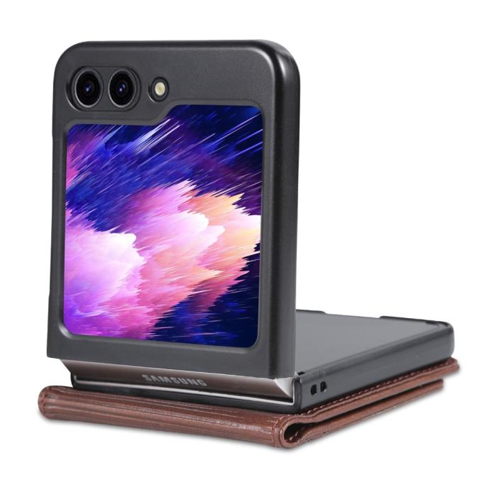 Bild 5, AZNS Galaxy Z Flip 5 Fodral Läder Mörk Brun