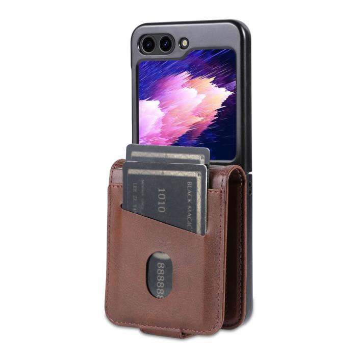 Bild 6, AZNS Galaxy Z Flip 5 Fodral Läder Mörk Brun
