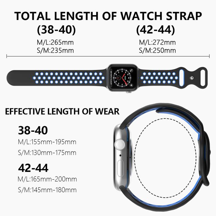 Bild 4, Sportarmband Dual-Color Apple Watch 42/44/45/49 mm (M/L) Svart/Blå