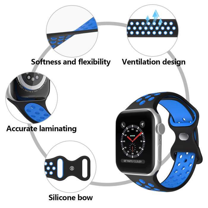 Bild 5, Sportarmband Dual-Color Apple Watch 42/44/45/49 mm (M/L) Svart/Blå