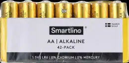 Smartline Alkaliskt Batteri AA LR6 1.5V 42-pack